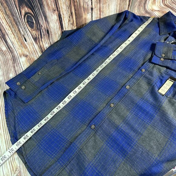 NEW Haggar Mens Size Large Blue Gray Plaid Woven Button Up Long Sleeve Shirt NWT - Picture 4 of 7